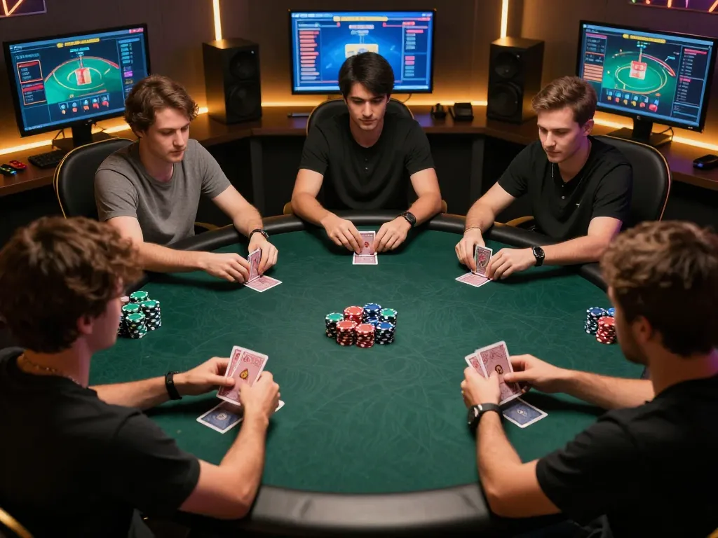 Engaging poker game in professional online gambling setup focusing on ทางเข้า m106.