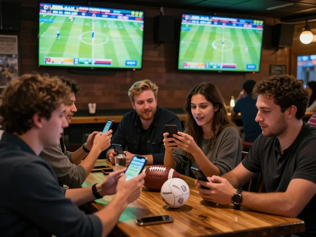 Engaged sports fans placing bets at red88 bar, enjoying the excitement of live events.
