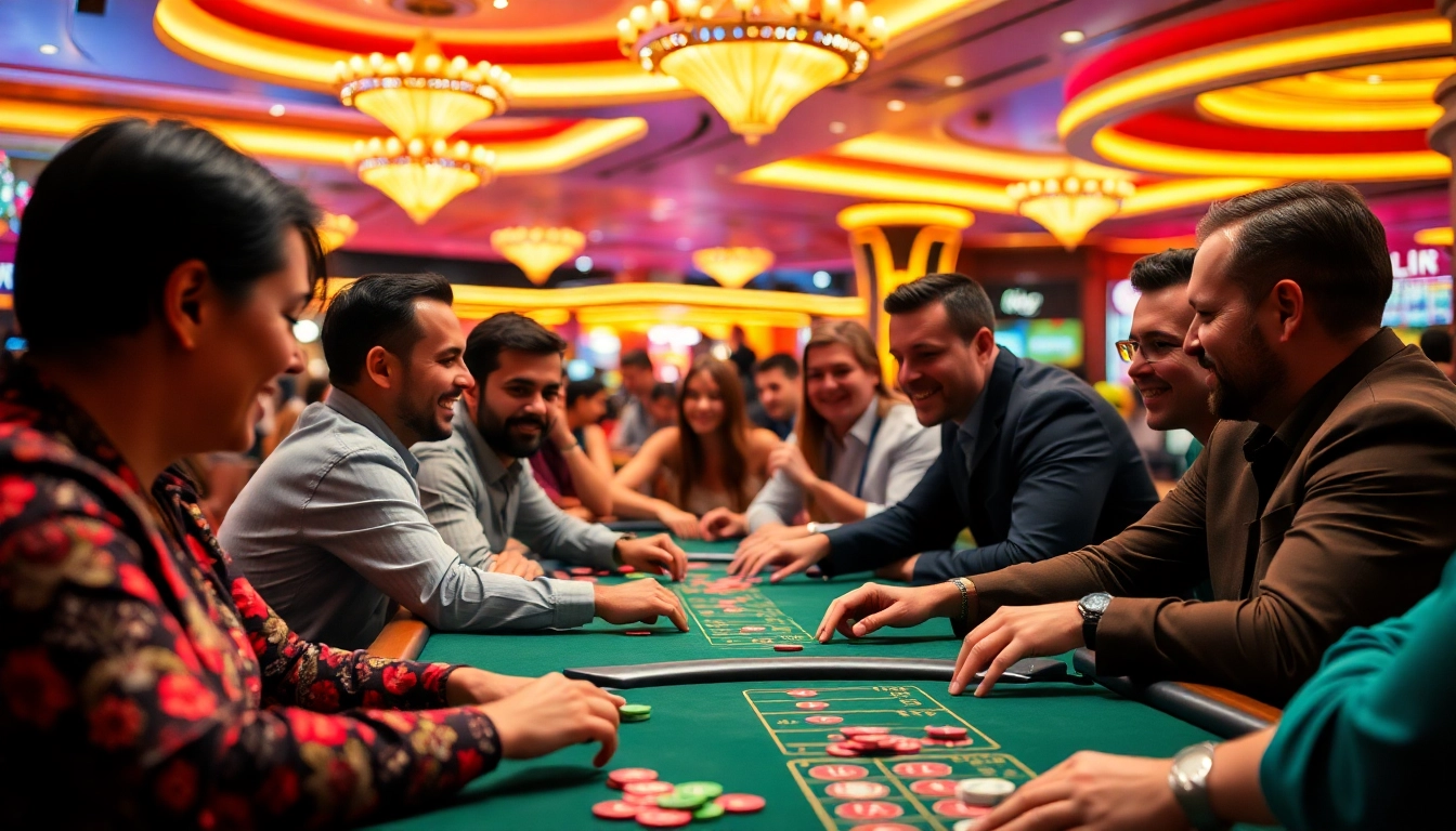 Engaging moment with players in a casino showcasing casino-spiele de excitement and thrill.