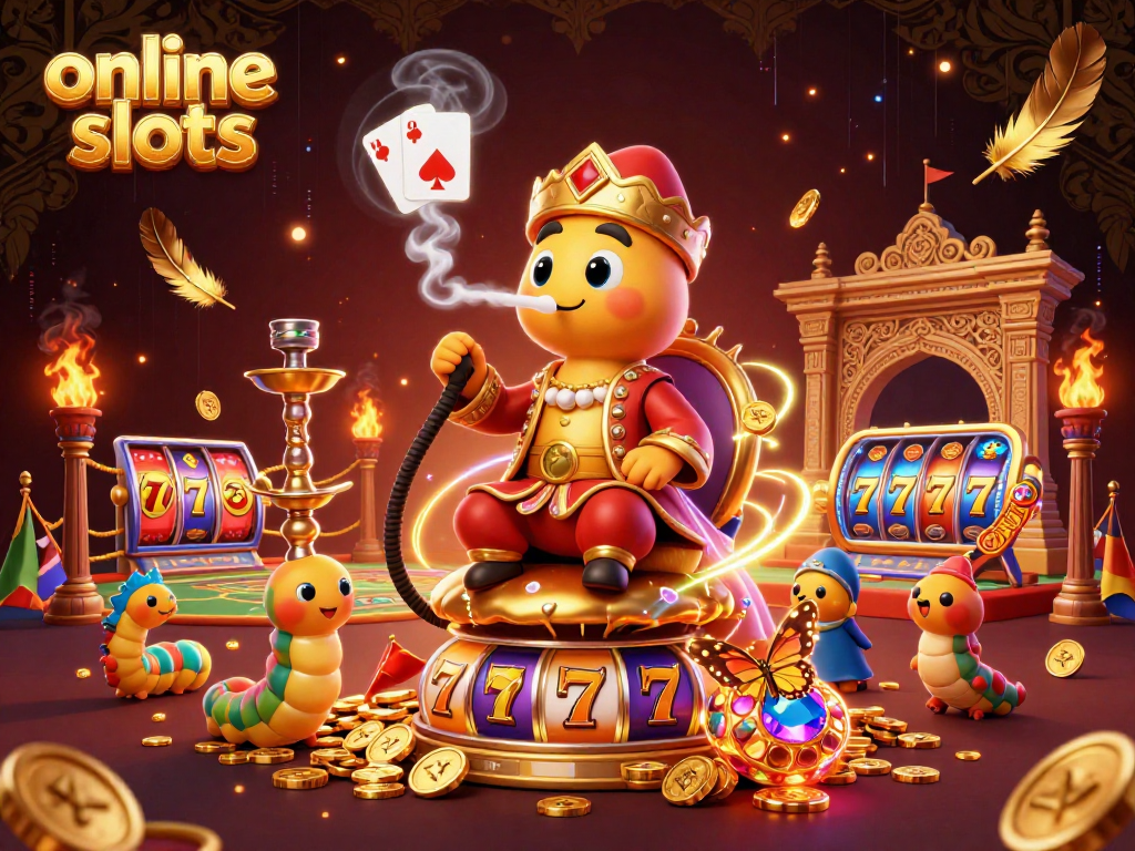 Engage with exciting online slots featuring vibrant designs and jackpot wins as animated characters surround dynamic slot elements.