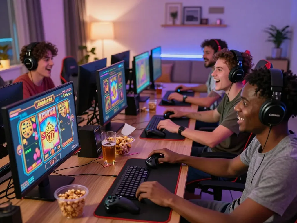 Pemain menikmati permainan slot situs gacor di lingkungan permainan yang cerah