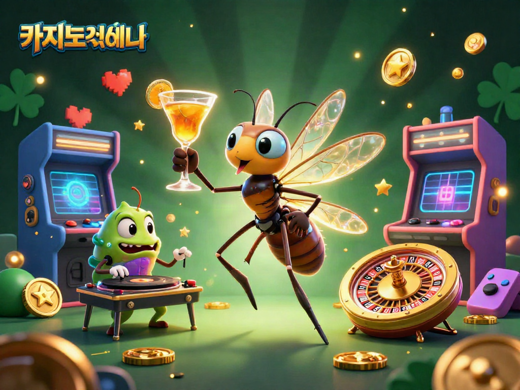 카지노사이트에서 다채로운 게임 요소와 함께 생명력을 회복하는 모기 캐릭터를 즐기십시오.