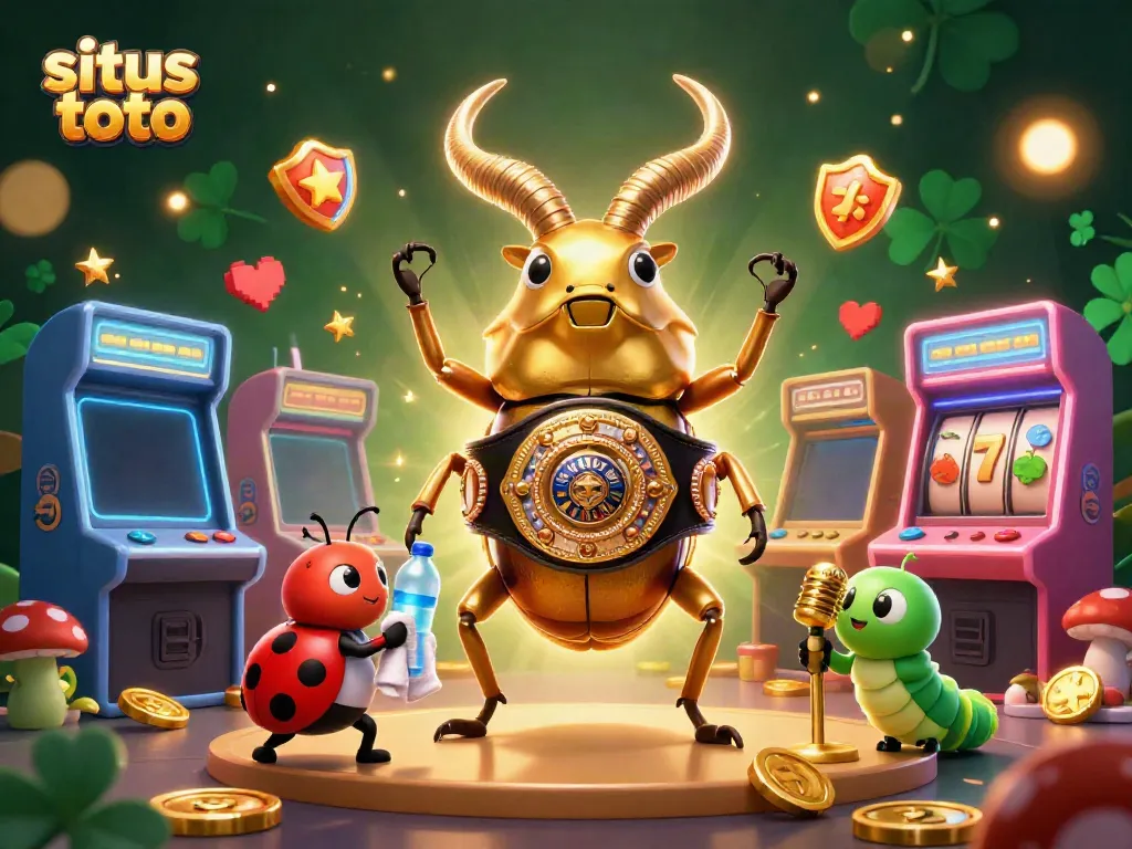 Menangkan jackpot di situs toto dengan bertaruh di mesin slot berwarna-warni yang ditampilkan dalam ilustrasi kasino 3D ini.