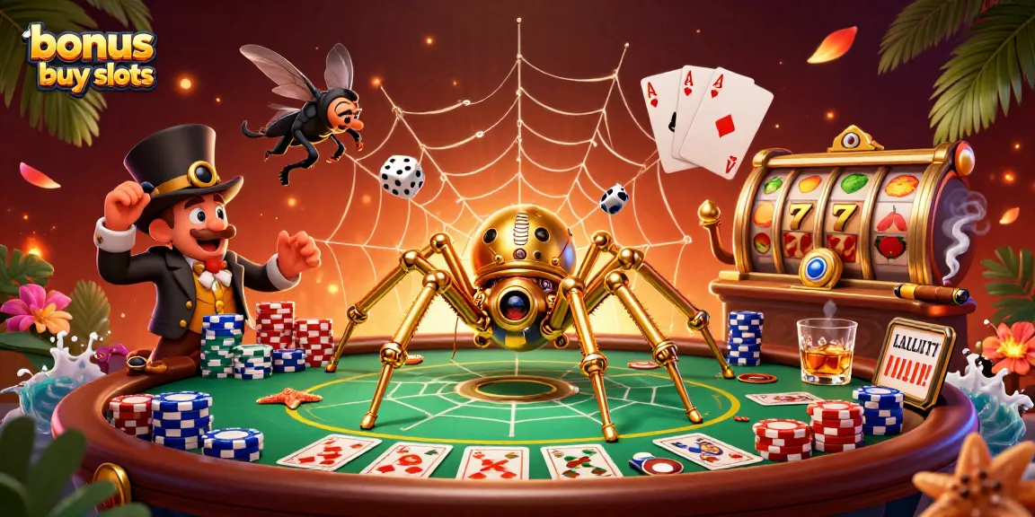 Engage with bonus buy slots action featuring lively characters and dynamic casino elements amidst vibrant atmosphere.
