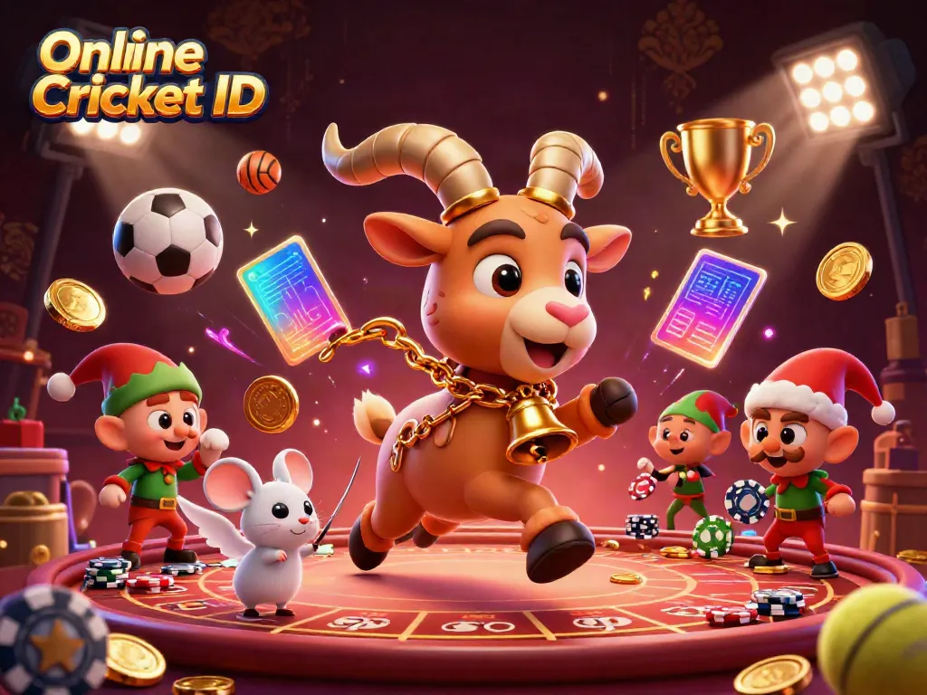 Engage in online cricket betting with a verified ID showcasing lively characters in a dynamic scene.