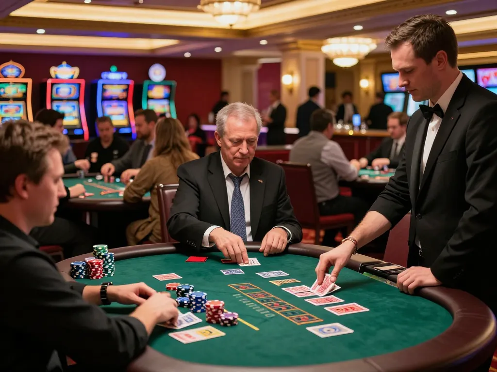 Players engaging in an exciting blackjack game at 123B casino, showcasing vibrant atmosphere.