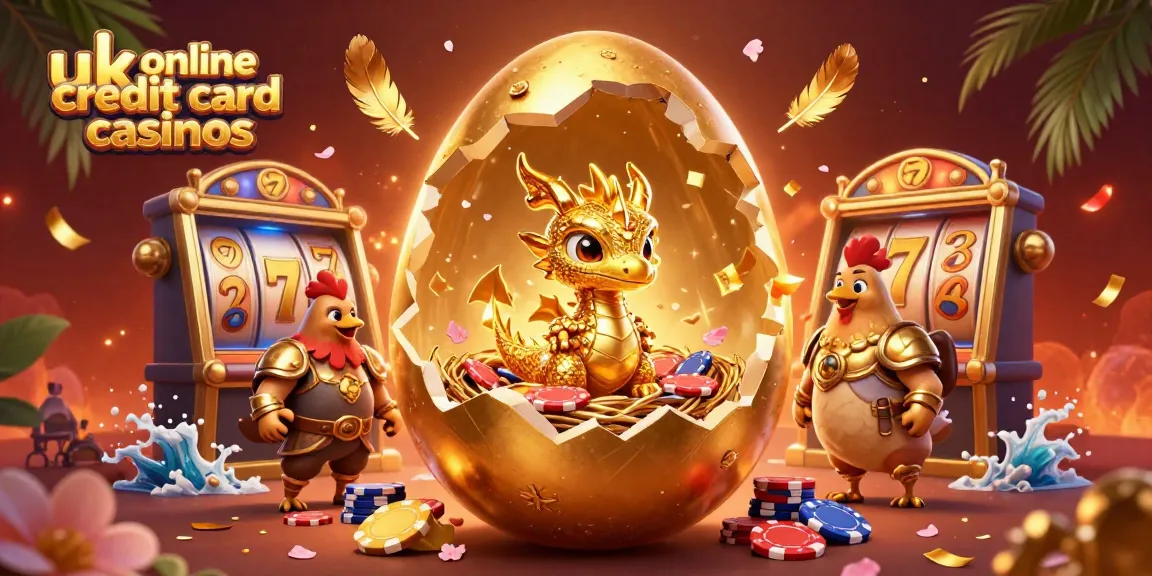 Engage with top uk online credit card casinos featuring a golden dragon and vibrant slot reels in a dynamic casino scene.