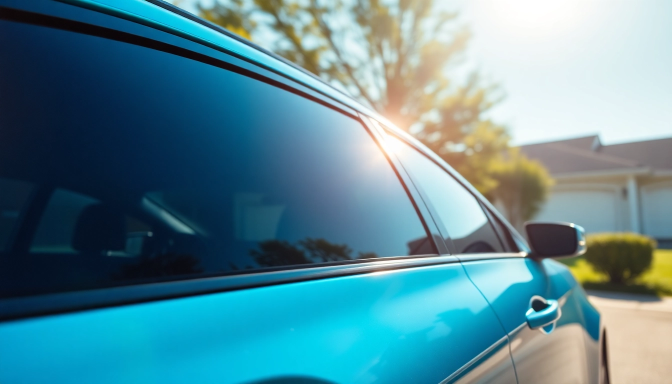 Tinted car windows showcasing the benefits of window tint near me in bright sunlight