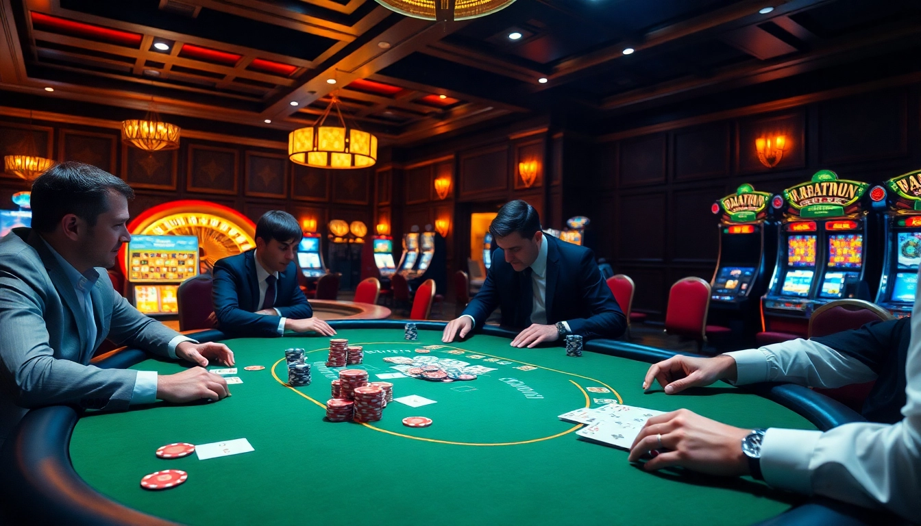 The hidden wiki tor highlights a vibrant casino scene with professional poker players engaged in a high-stakes game.