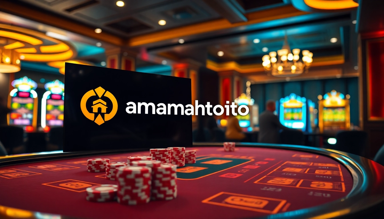 Experience amanahtoto gaming excitement with a luxurious casino scene and players engaged in action.