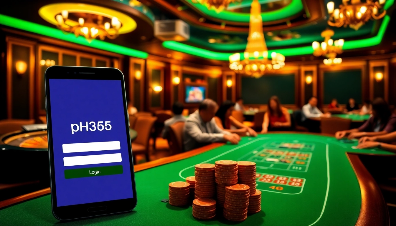 Experience exciting casino games with the ph365 login on display in a luxurious setting.