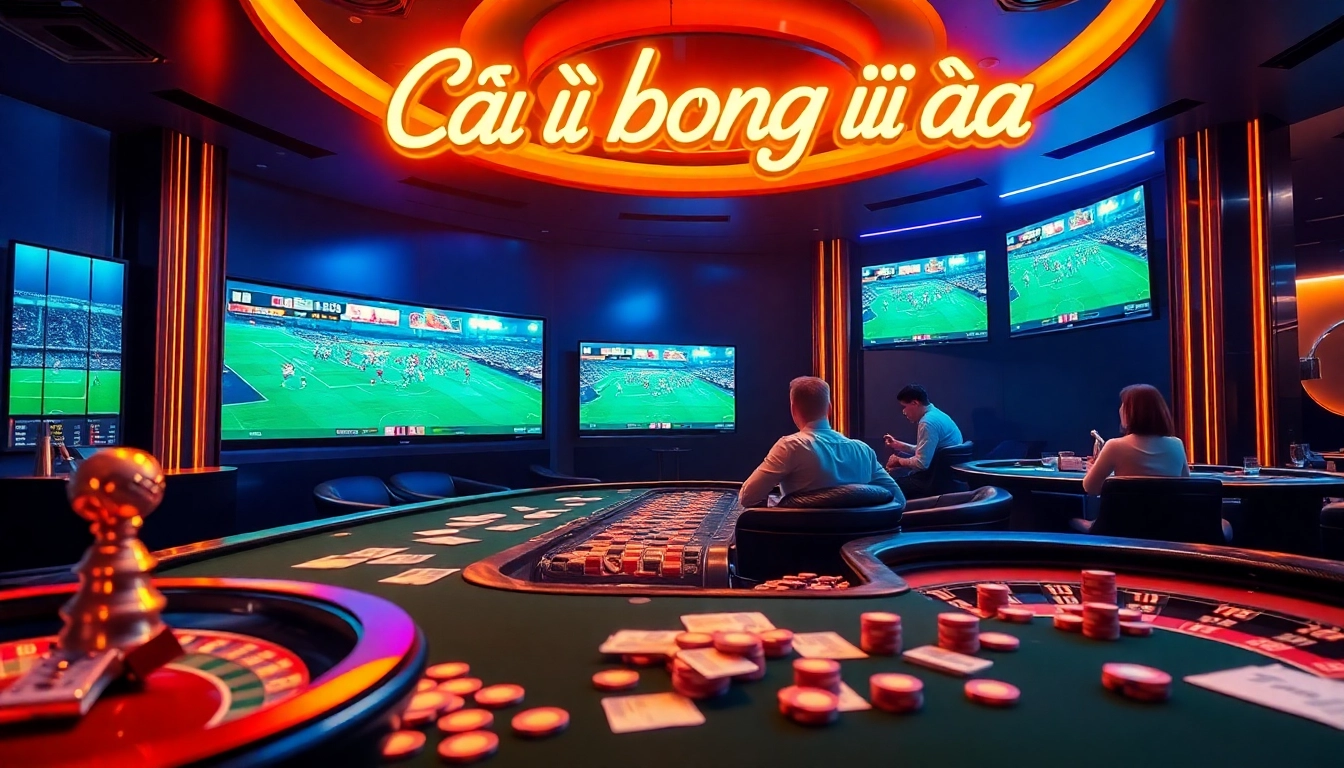 Cá độ bóng đá betting scene with players engaging at a luxurious casino table