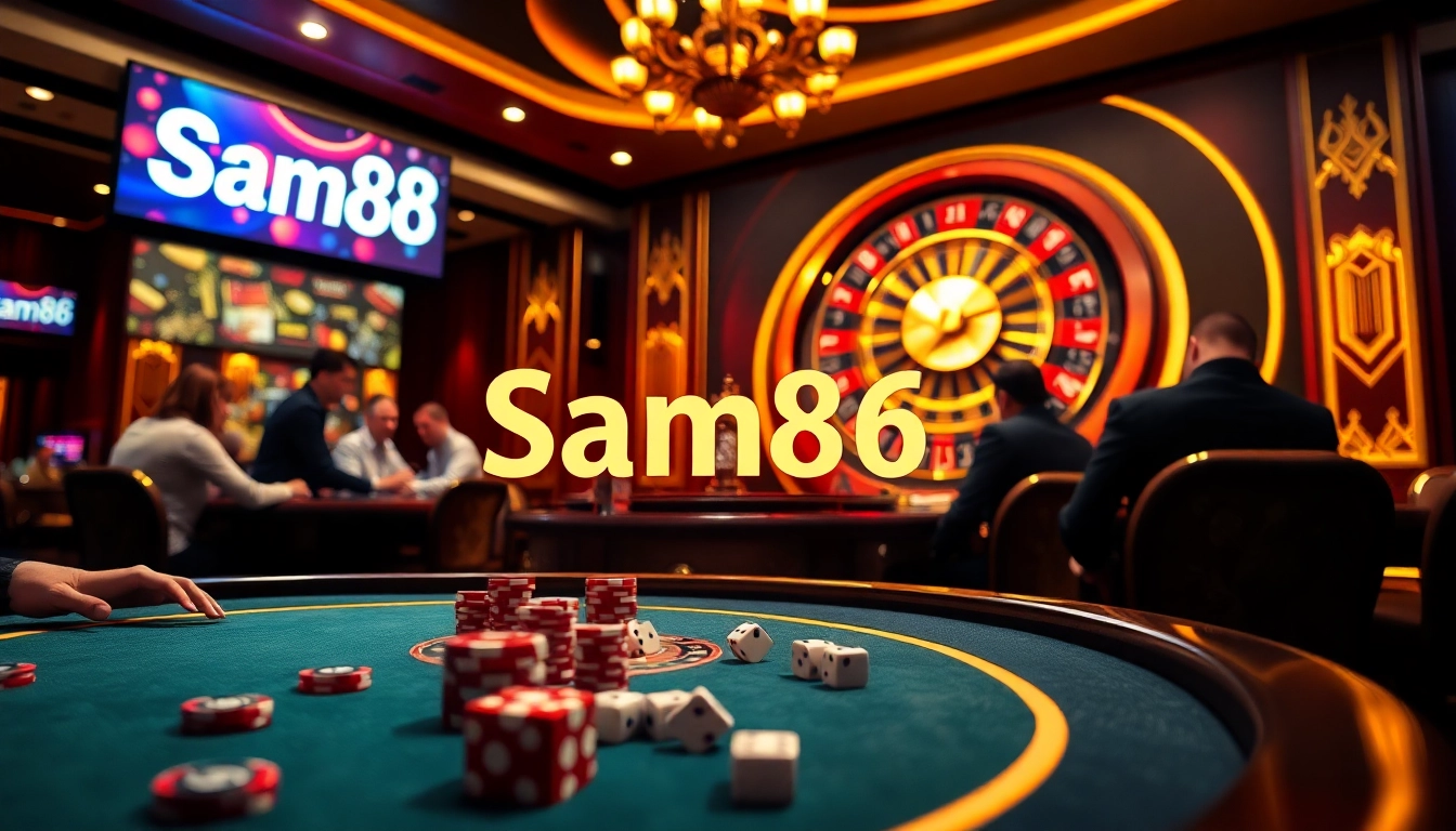 Experience thrilling games at Sam86 with engaging slots and card tables in a luxurious setting.