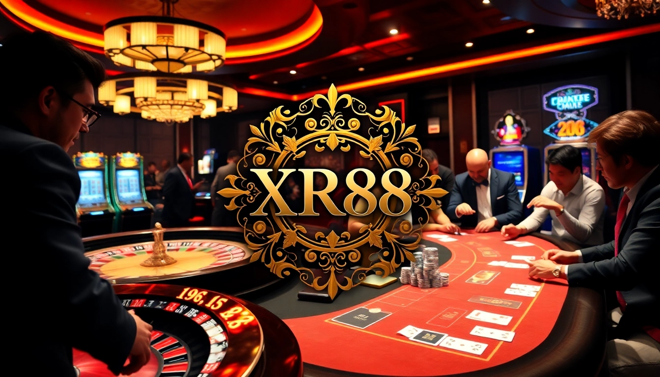 Players enjoying a thrilling game at XX 88 casino, featuring roulette and poker tables.