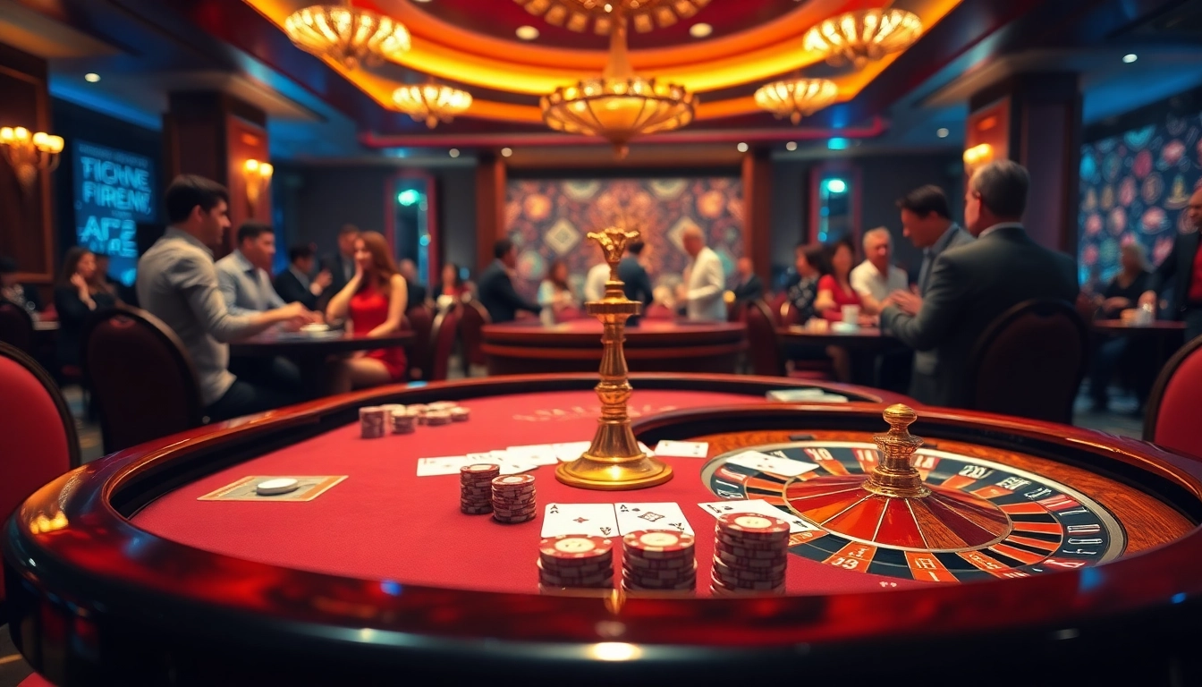 Experience thrilling gameplay at F8BET's elite casino, featuring poker tables and roulette wheels.