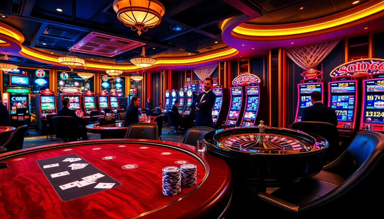SODO66 casino scene featuring exciting poker, roulette, and slots atmosphere.