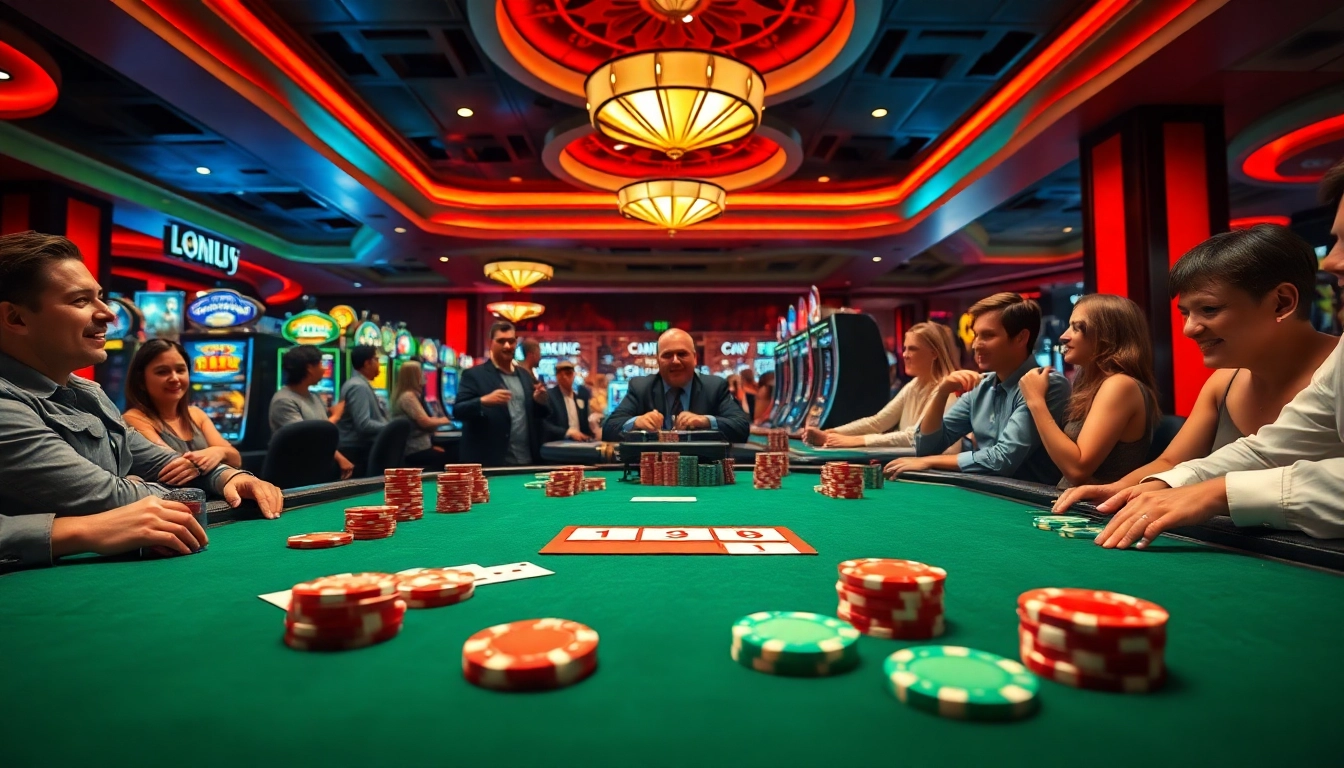 Experience the thrill at the Best Casino Online in Singapore with vibrant games and a luxurious poker table.