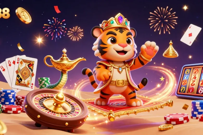 Engage with tot88's animated casino adventure featuring a tiger sultan and lavish treasures.