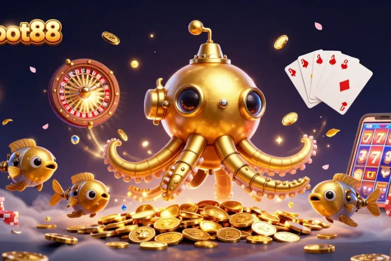 Spin the roulette and unleash treasures with bigpot88’s vibrant casino-themed illustration.